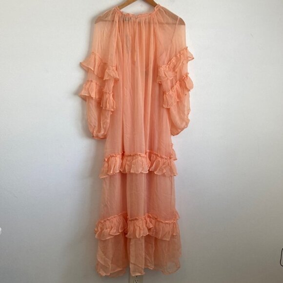 J. Crew Women's Tiered ruffle dress in chiffon Size 12 Glowy Peach Color - Picture 5 of 8